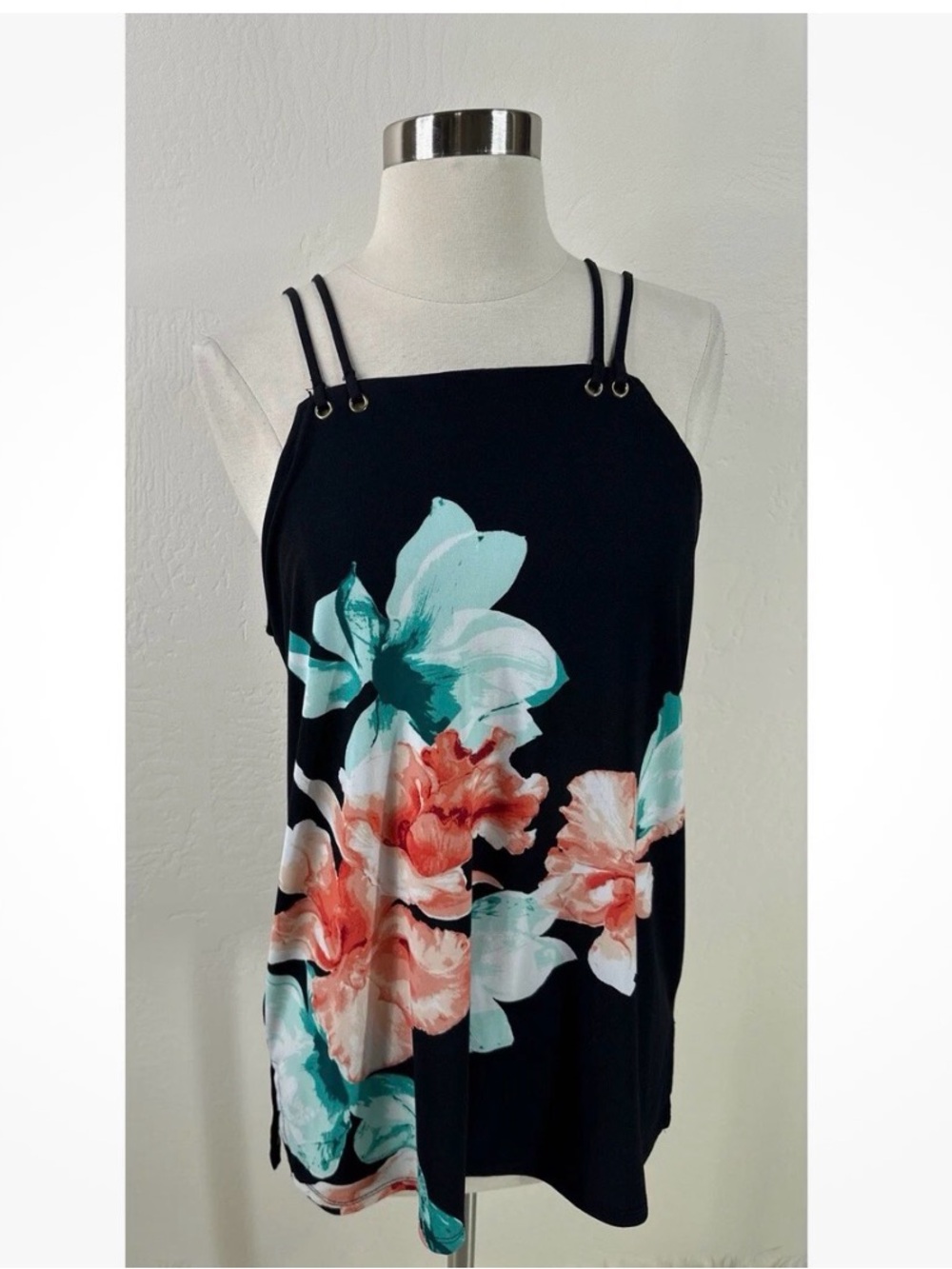 White House Black Market halter floral jersey women’s top